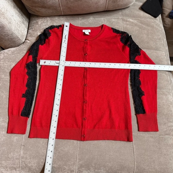 Hannah Rose Red and Black Cardigan Sweater - Picture 5 of 8